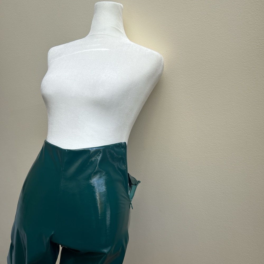 Glossy Green High-Waisted Pants